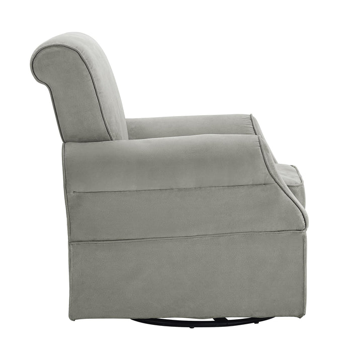 Swivel Glider Chair and Ottoman Set Kelcie with Solid Wood Frame -  Gray