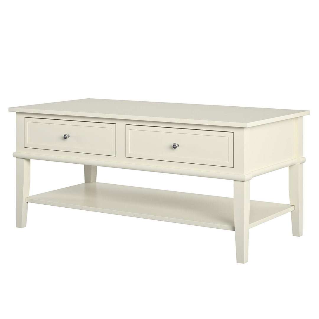 Stylish Franklin Coffee Table with Drawers -  White