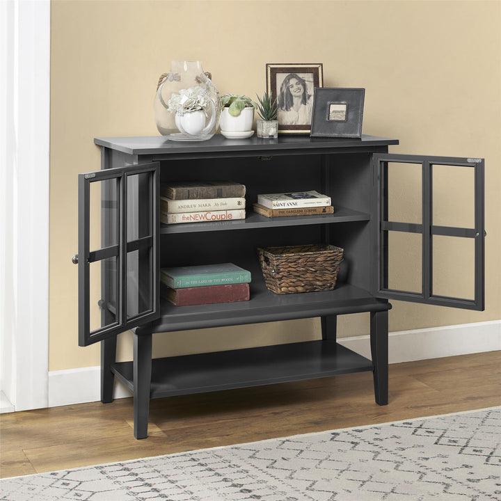 Franklin 2 Glass Door Storage Cabinet - Black