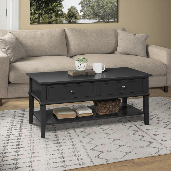 Functional Franklin Coffee Table with Shelf -  Black