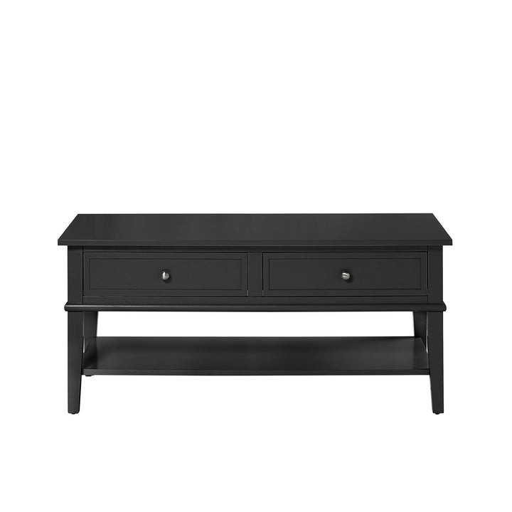 Modern Coffee Table with Drawers and Shelf -  White