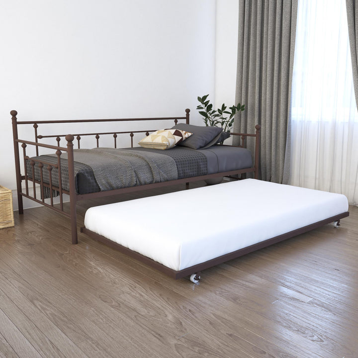 Manila Metal Daybed and Trundle Set with Sturdy Metal Frame and Slats - Bronze - Twin
