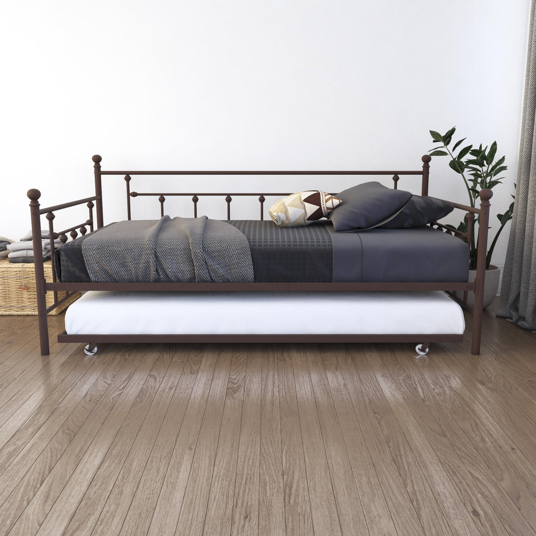 Manila Metal Daybed and Trundle Set with Sturdy Metal Frame and Slats - Bronze - Twin