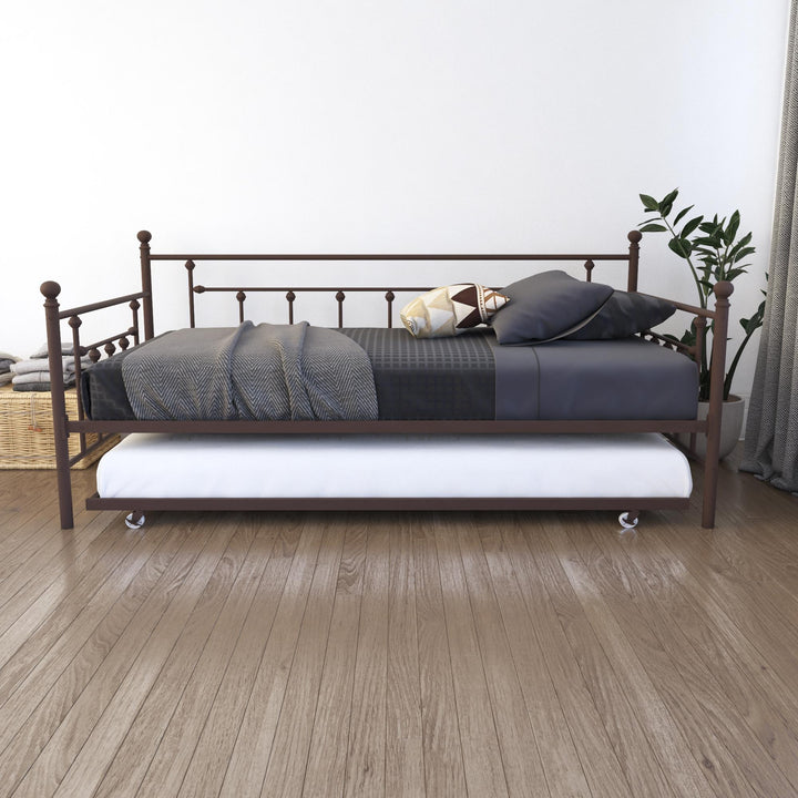 Manila Metal Daybed and Trundle Set with Sturdy Metal Frame and Slats - Bronze - Twin