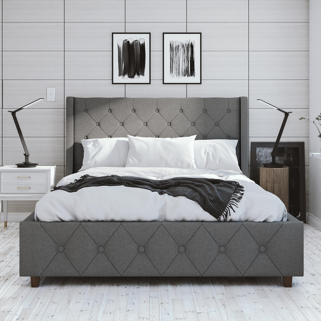 Mercer Upholstered Bed - Grey Linen - Queen