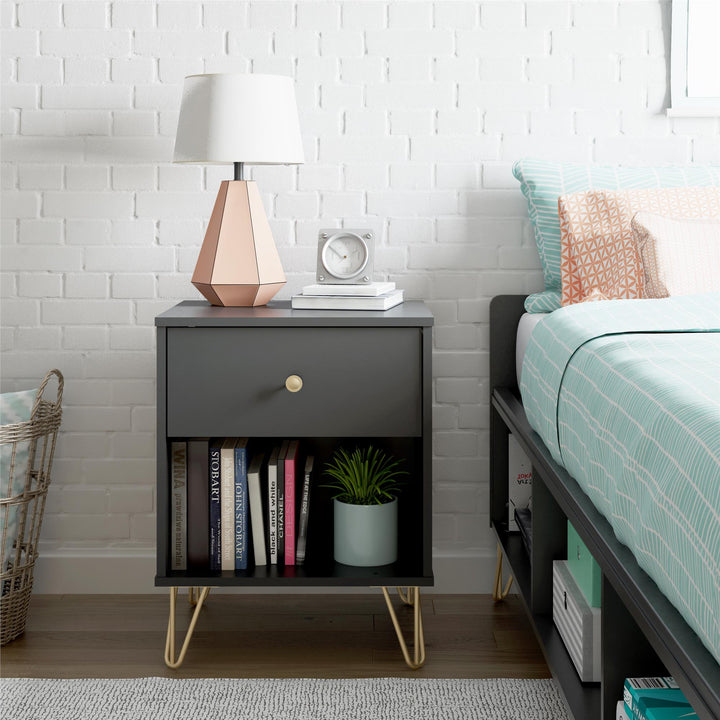 Modern Bedroom Nightstand Owen -  Black