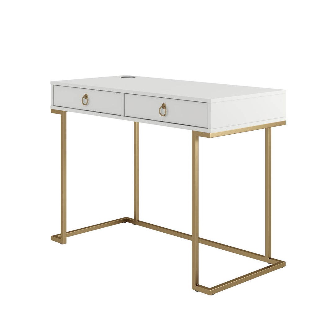 Contemporary Gold Base Desk -  White