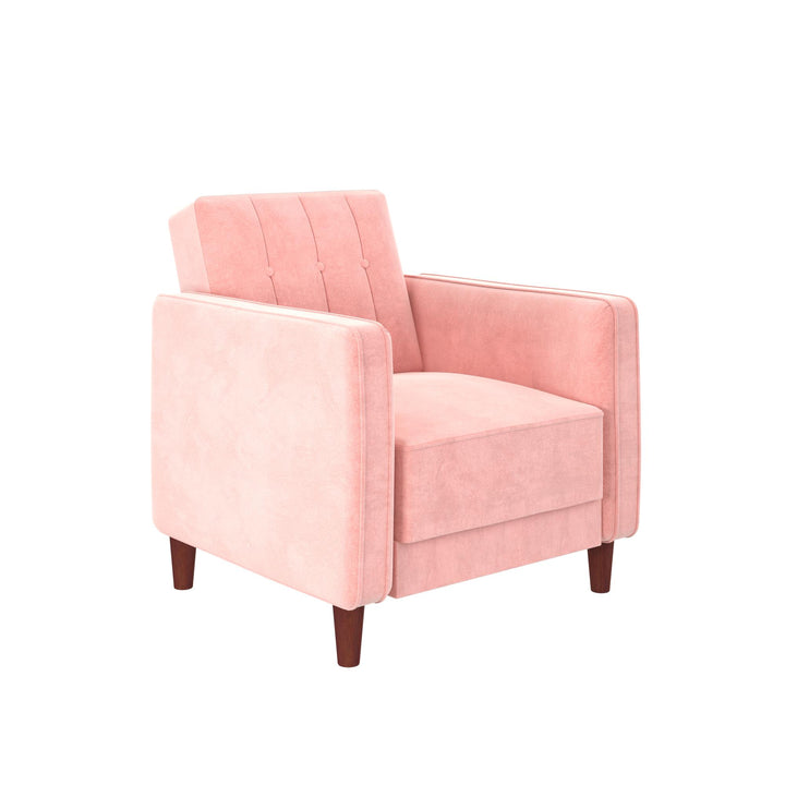 Tufted Accent Chair with Wide-Track Arms -  Pink