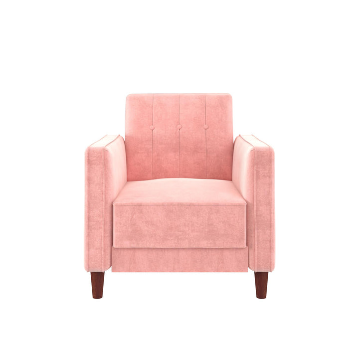Pin Tufted Accent Chair with Wide-Track Arms and Vertical Stitching  -  Pink