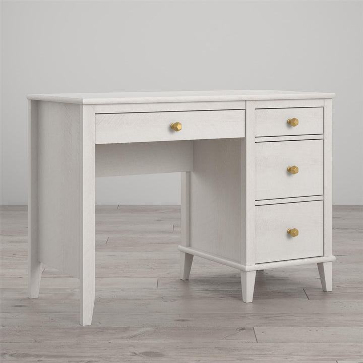 Space-saving kids’ desk with drawers -  Ivory Oak