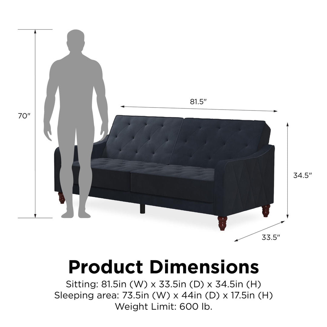 Vintage Tufted Split Back Futon - Blue