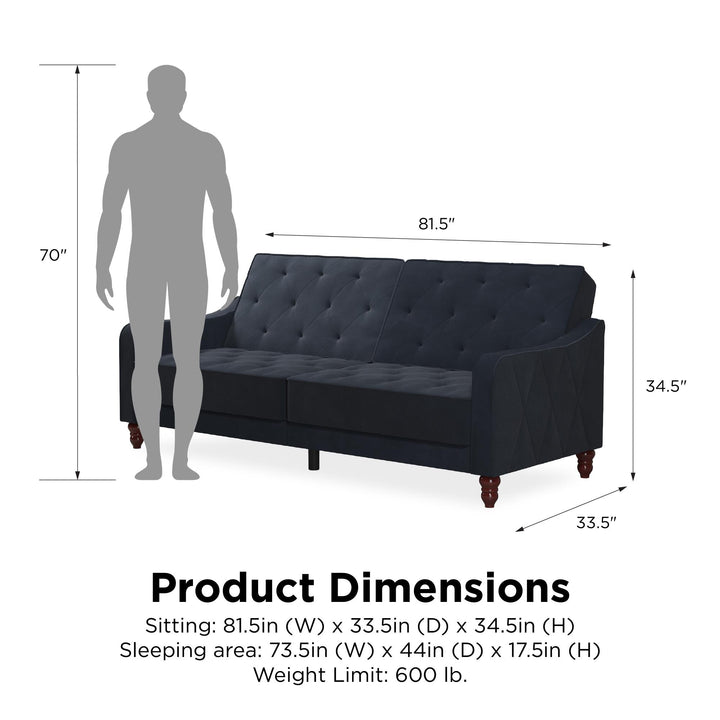 Vintage Tufted Split Back Futon - Blue