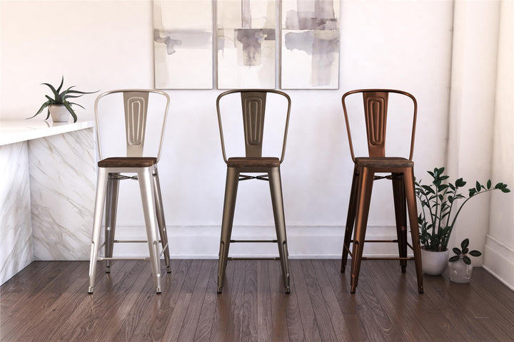 Industrial chic bar stool pair -  Copper