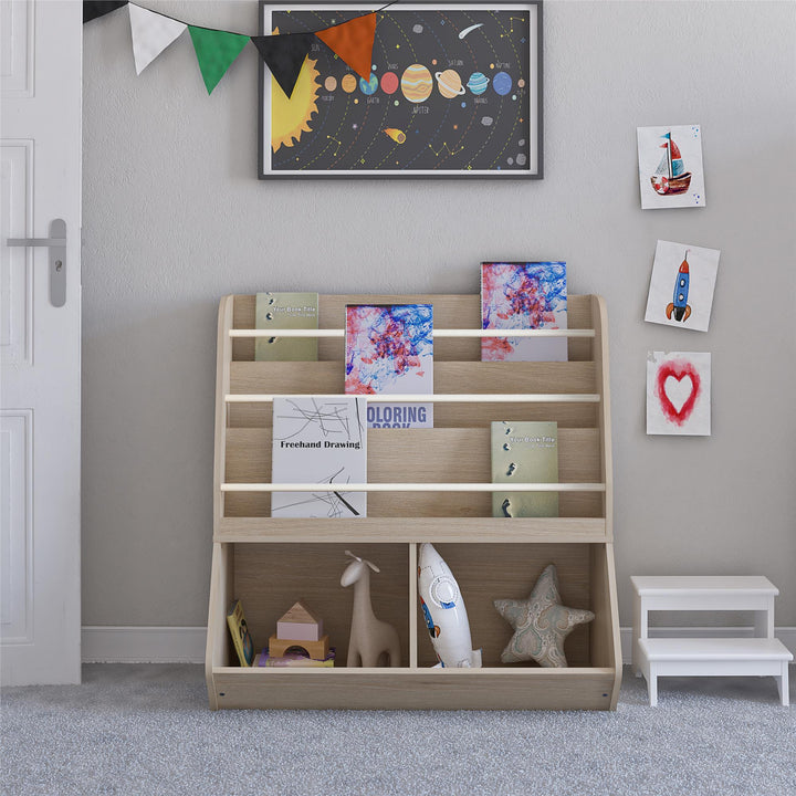 toy storage with 2 compartments - Blonde Oak