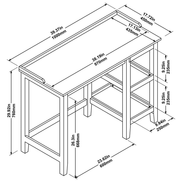 Desk with single pedestal - White