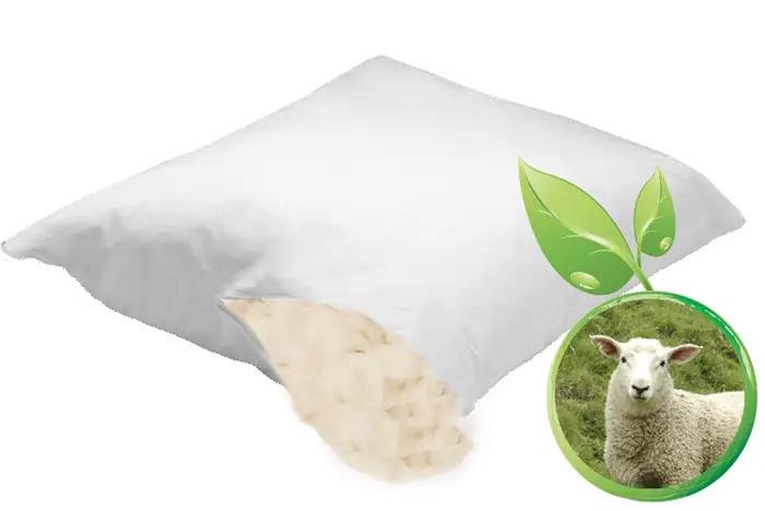 Tranquilty Handmade Organic Wool Bed Pillow with Organic Cotton Pillow Case - Off White - King