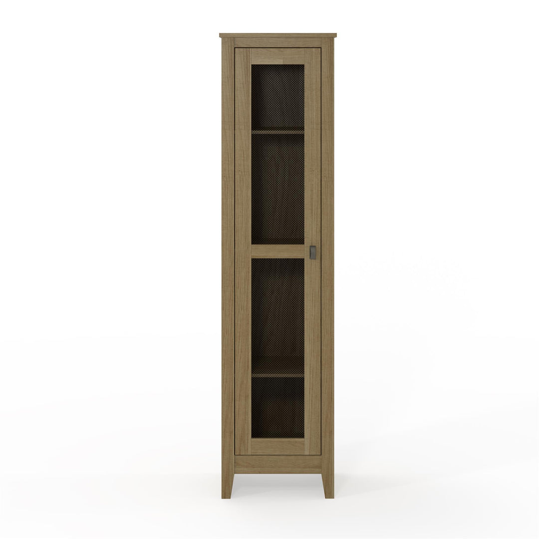 Braewood 18" Wide Storage Cabinet with Mesh Door -  Golden Oak
