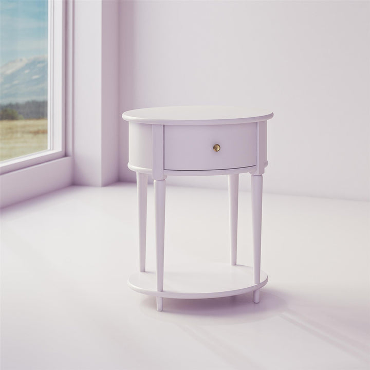 Rounded table with lower shelf -  Lavender
