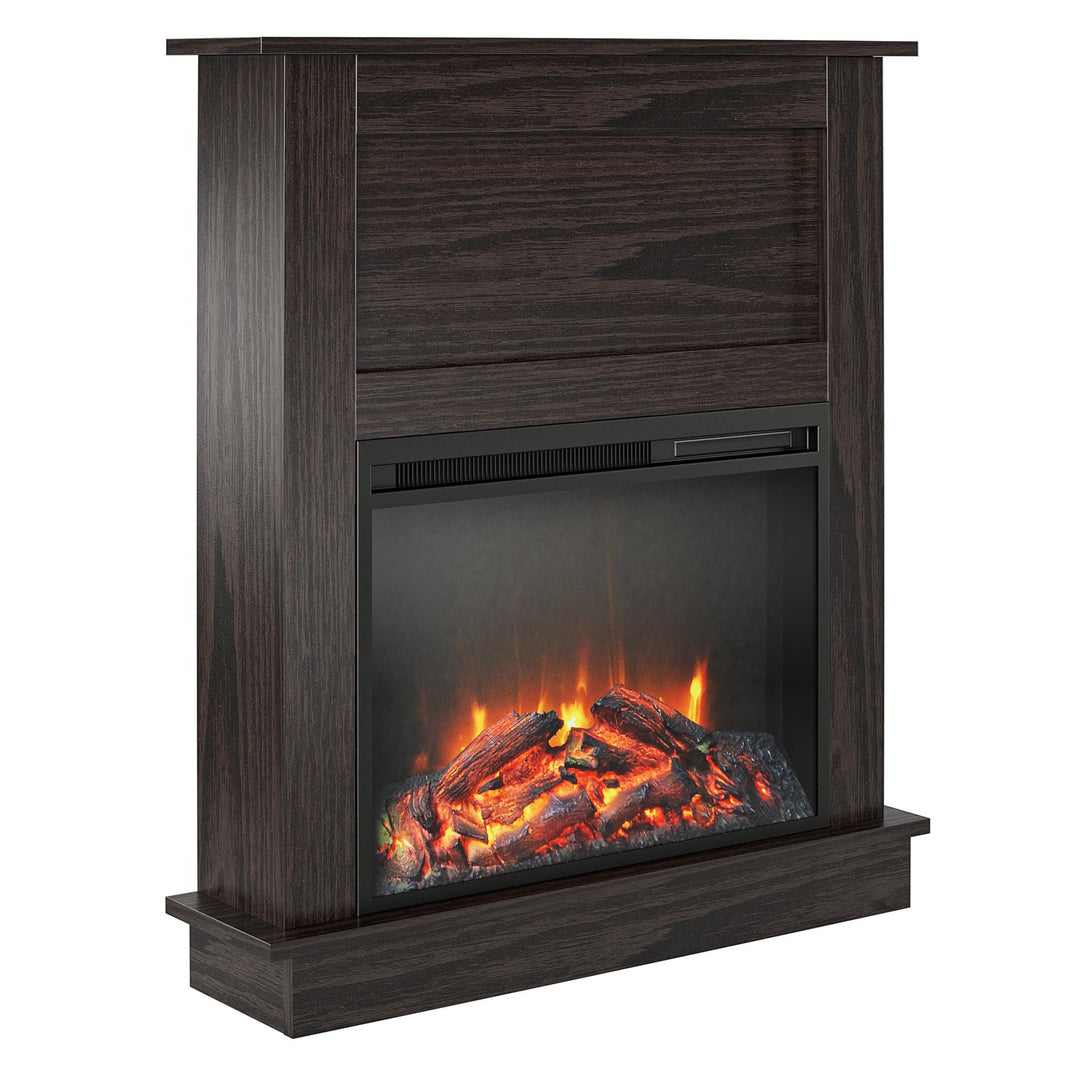 Ellsworth Modern Electric Fireplace with Mantel and 23 Inch Fireplace Insert  -  Espresso