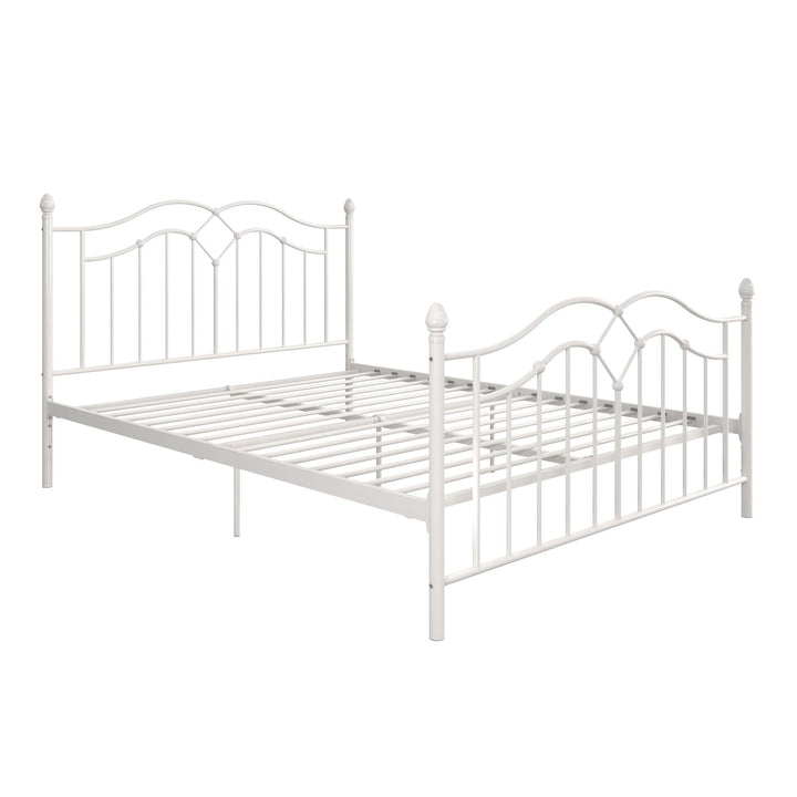 Metal Bed with Headboard and Footboard -  White  -  Full