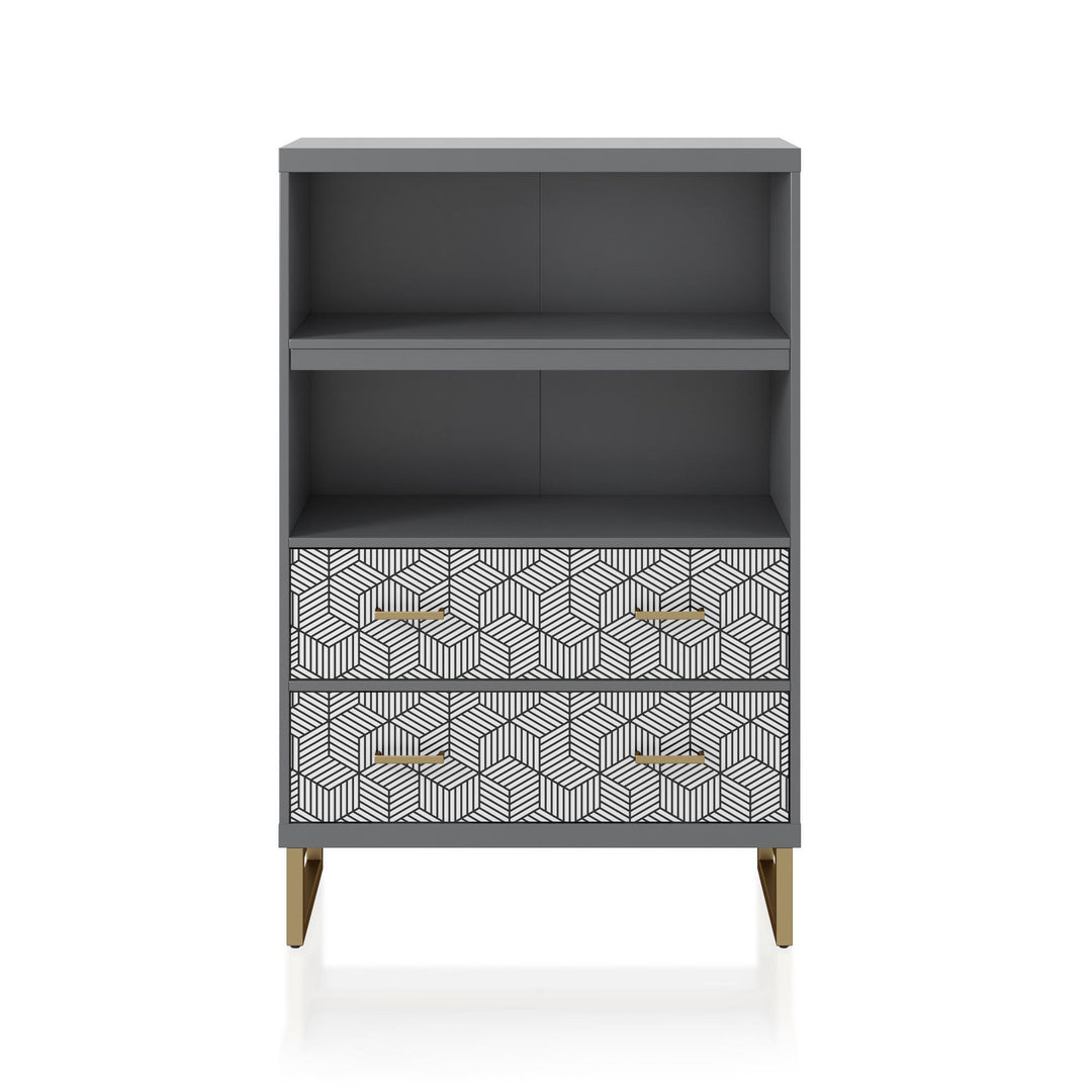 CosmoLiving by Cosmopolitan Scarlett Bookcase with Drawers  -  Graphite Grey