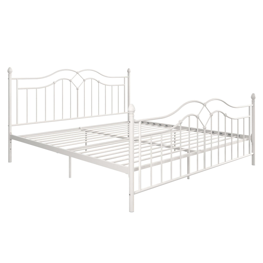 Best Metal Bed with Headboard and Footboard -  White  -  King