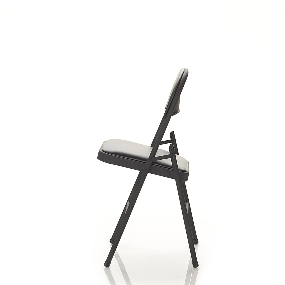 Vinyl Padded Folding Chair Set of 2 -  Black 