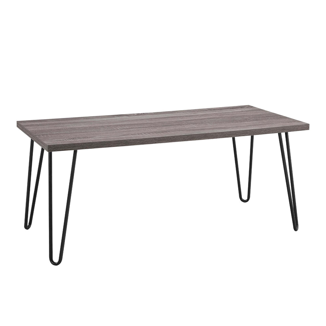 Owen Retro Coffee Table with Metal Hairpin Legs  -  Distressed Gray Oak