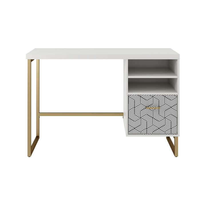 Scarlett Single Pedestal Desk - White