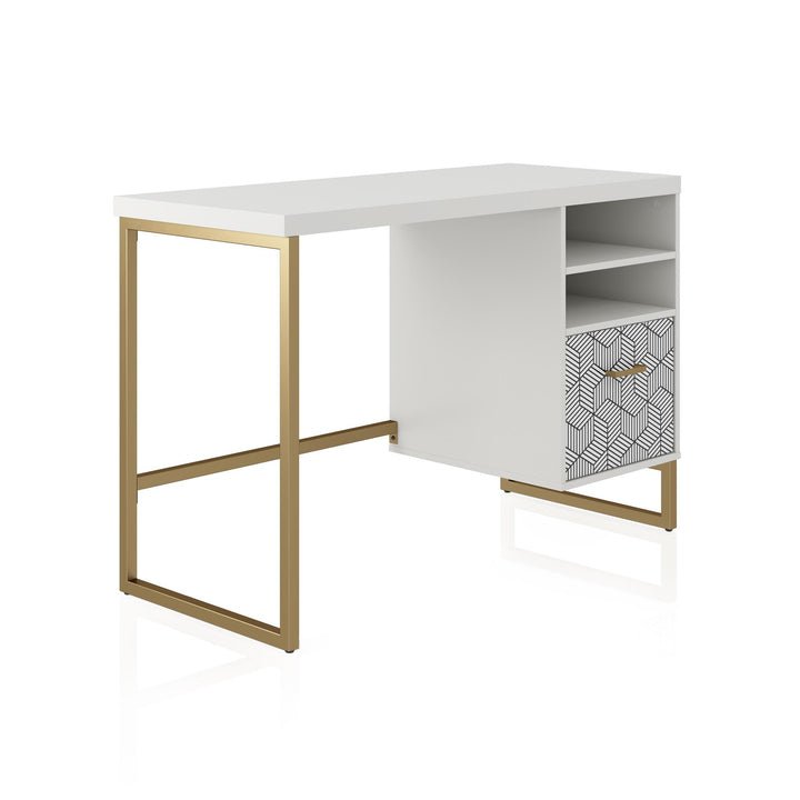 Scarlett Single Pedestal Desk - White