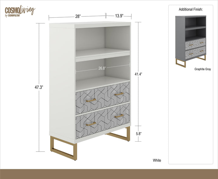 Scarlett Bookcase with Drawers - Graphite Grey