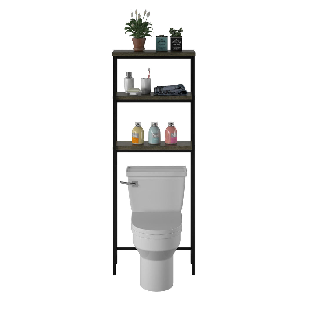 Ashlar Industrial Over the Toilet Open Storage Shelves  -  Weathered Oak