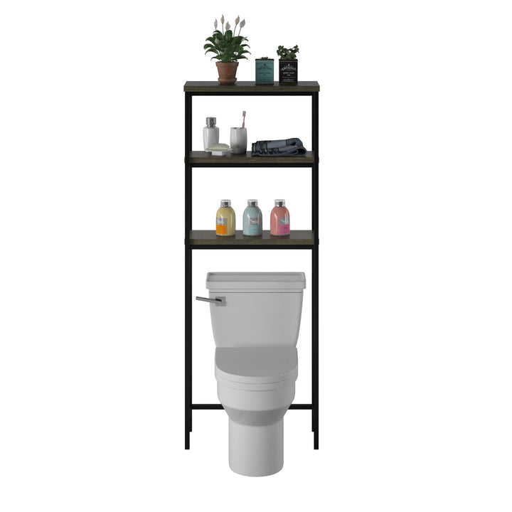 Ashlar Industrial Over the Toilet Open Storage Shelves  -  Weathered Oak