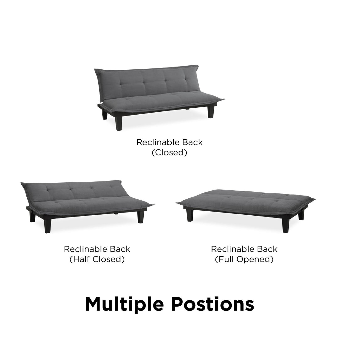 Lodge Microfiber Upholstered Futon with Extra-Padded Seats - Dark Gray
