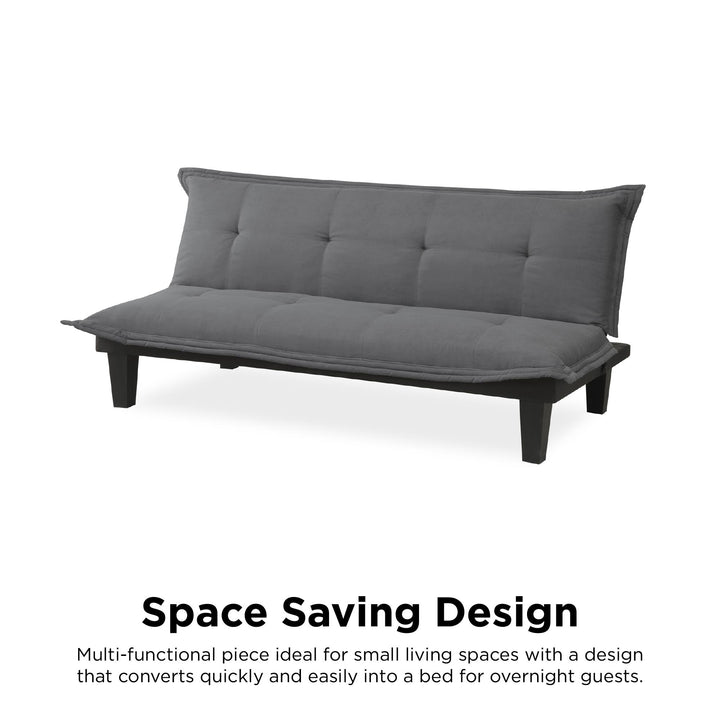Lodge Microfiber Upholstered Futon with Extra-Padded Seats - Dark Gray