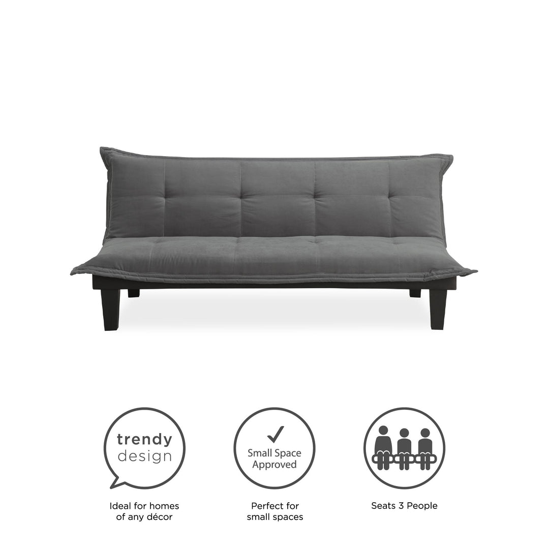 Lodge Microfiber Upholstered Futon with Extra-Padded Seats - Dark Gray