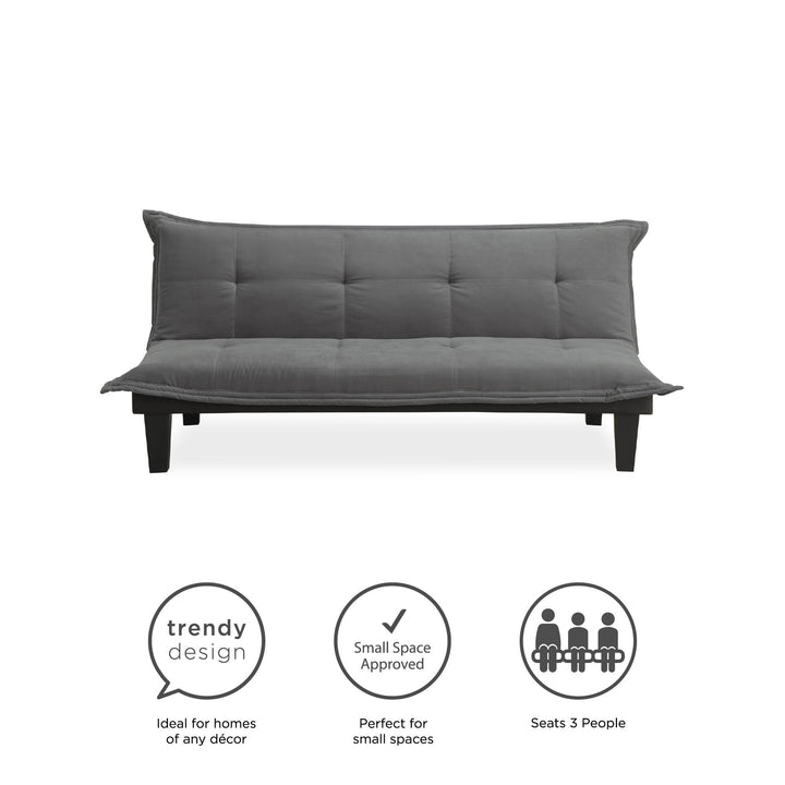 Lodge Microfiber Upholstered Futon with Extra-Padded Seats - Dark Gray