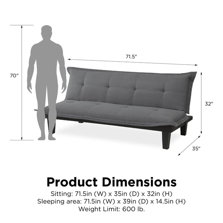 Lodge Microfiber Upholstered Futon with Extra-Padded Seats - Dark Gray