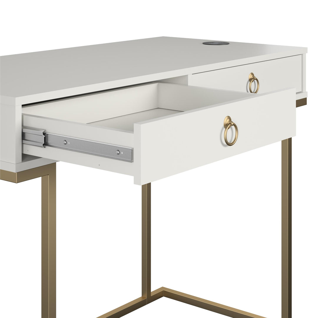 Stylish Writing Desk with Two Drawers -  White
