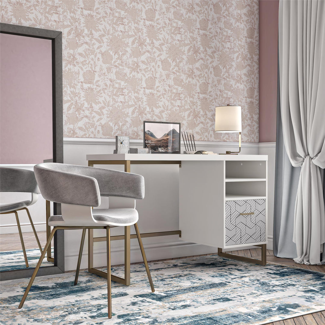 Scarlett Single Pedestal Desk - White