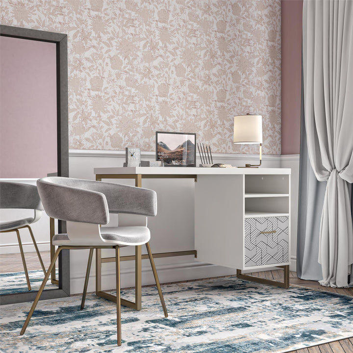 Scarlett Single Pedestal Desk - White