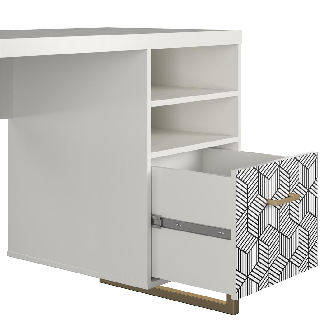 Scarlett Single Pedestal Desk - White