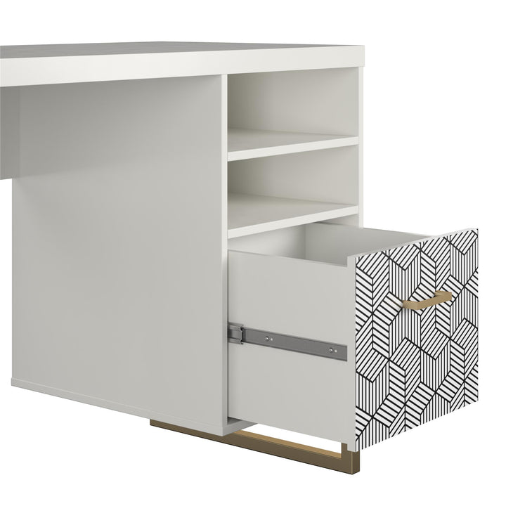 Scarlett Single Pedestal Desk - White