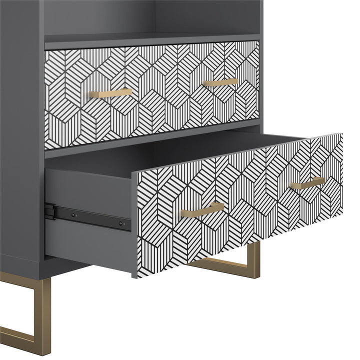 Scarlett Bookcase with Drawers - Graphite Grey