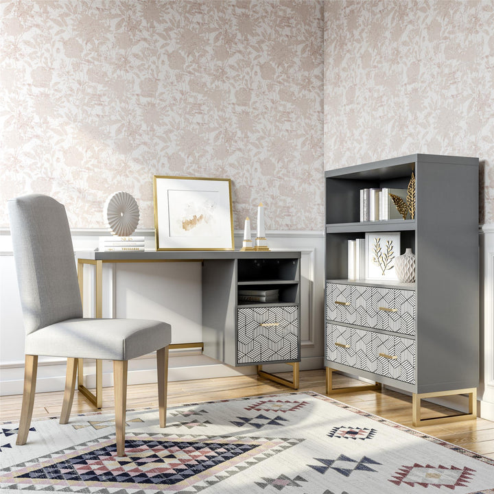 Scarlett Bookcase with Drawers - Graphite Grey