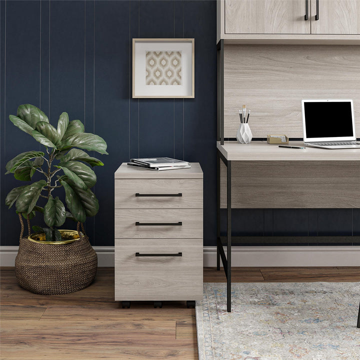 Mobile cabinet for office Parkside design -  Natural White Oak