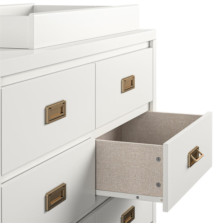 Organized nursery with 6 drawer changing dresser -  White