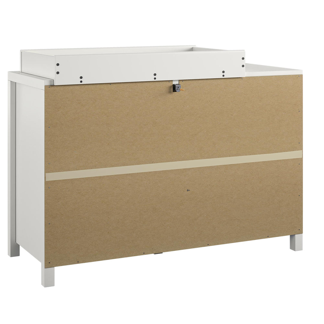Spacious changing dresser with gold drawer pulls -  White