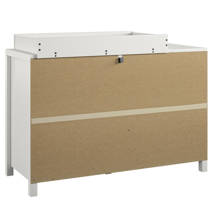 Spacious changing dresser with gold drawer pulls -  White