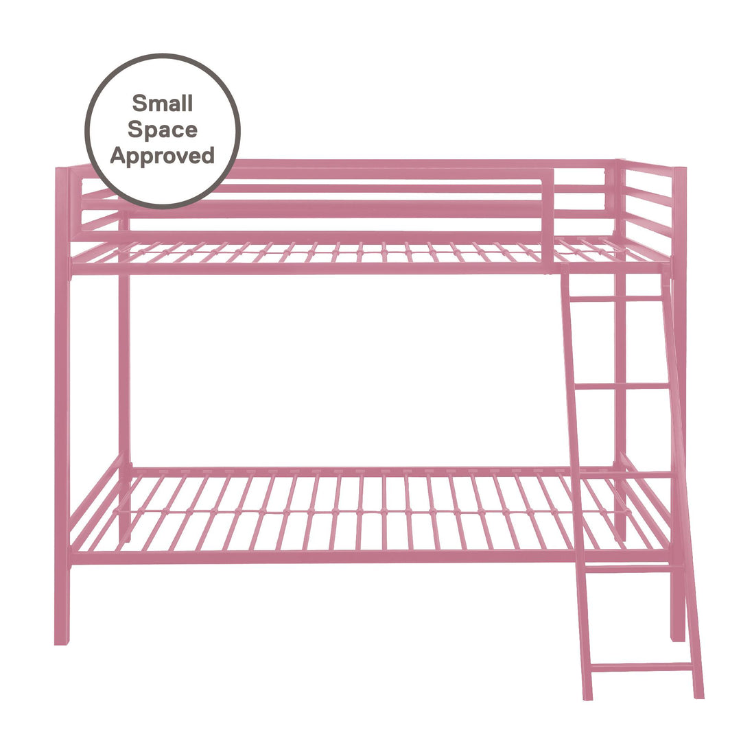 bunk beds twin over twin metal - Pink